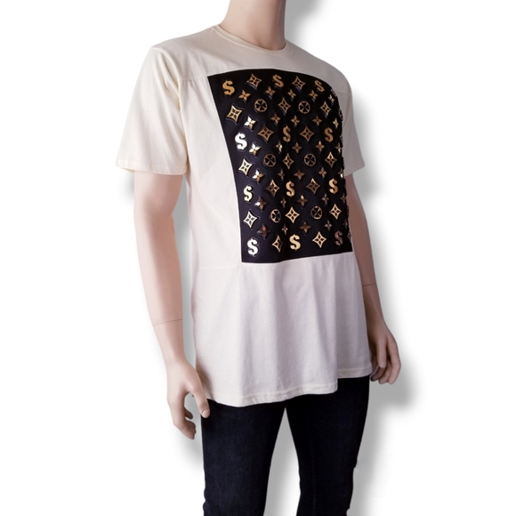 Victorious 3D Cream & Gold Print T-Shirt - Picture 5 of 8